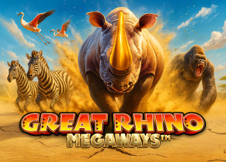 Great Rhino Megaways slot game poster